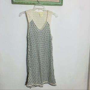 Staring at stars crochet knit sleeveless ivory blue mini dress medium